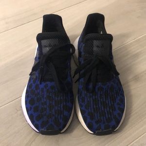 Adidas Blue and Black Leopard Spotted Shoes